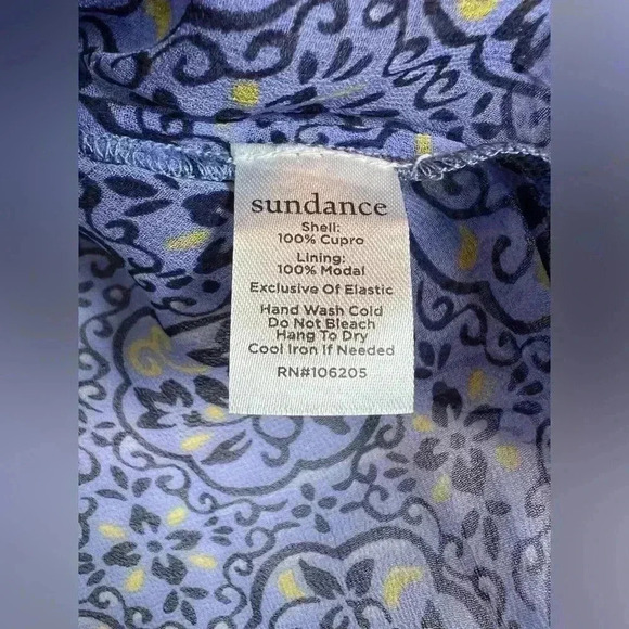 Sundance Arabesque Chiffon top Iris floral smocked size Medium long‎ sleeved - Picture 6 of 8